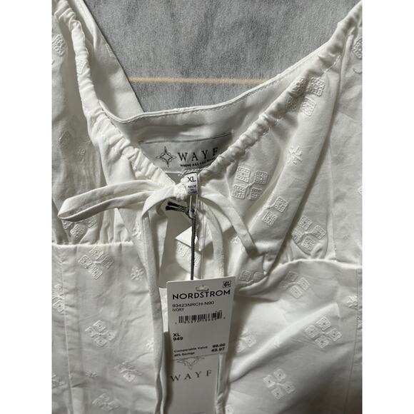 WAYF White Cotton Eyelet Mini Dress XL NWT Party Holidays Family Photos Wedding - Picture 5 of 9